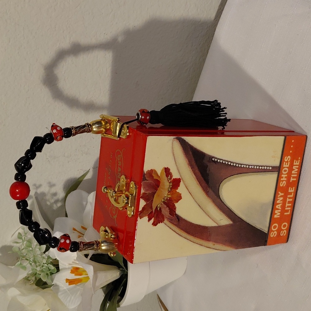 Liz Gini Red Cigar Box Handbag